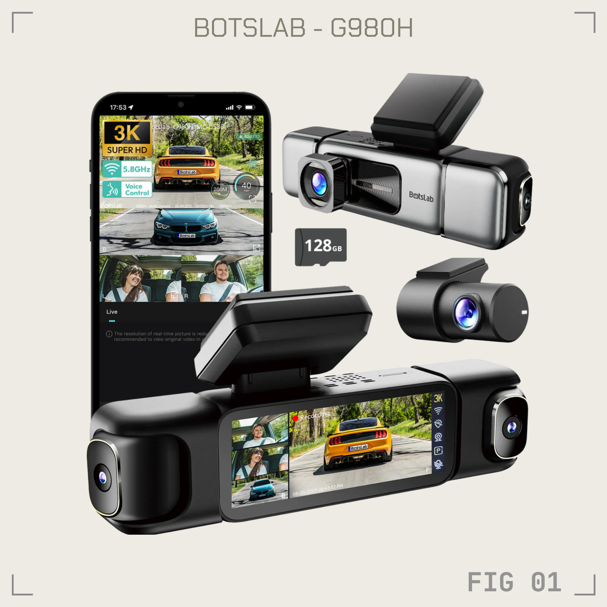 Botslab G980H 4-Camera Multi-Channel Dash Cam